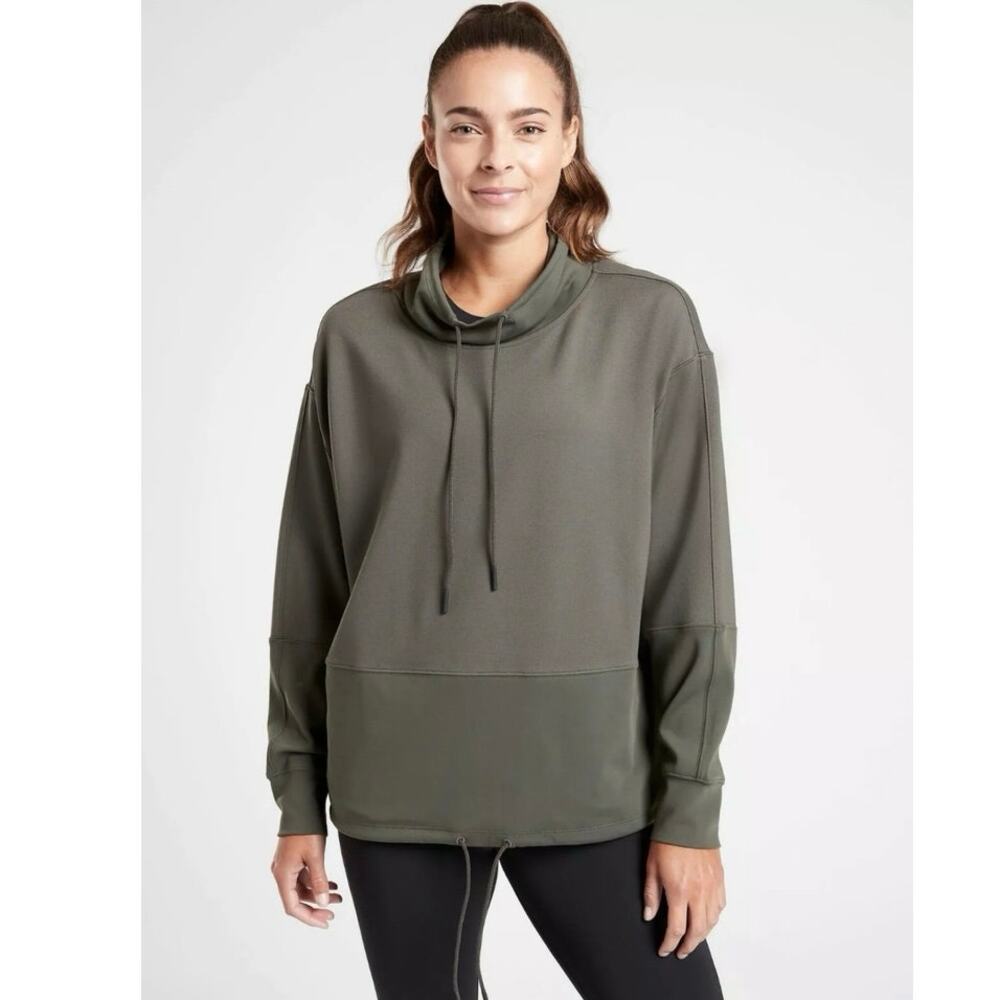 Athleta HERMOSA MOCK NECK Mountain Olive Green SWEATSHIRT size M